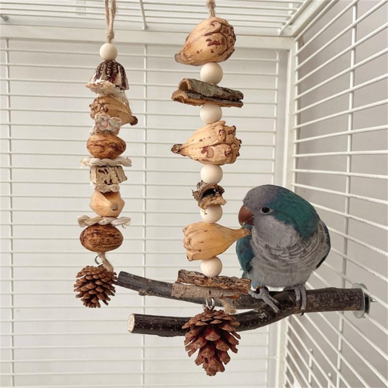 Vogelspielzeug Papagei Kauspielzeug Vogelkäfig Reißspielzeug Kleiner Mittlerer Vogelkäfig Kiefernzapfen Vogelstange für Conure Nymphensittiche