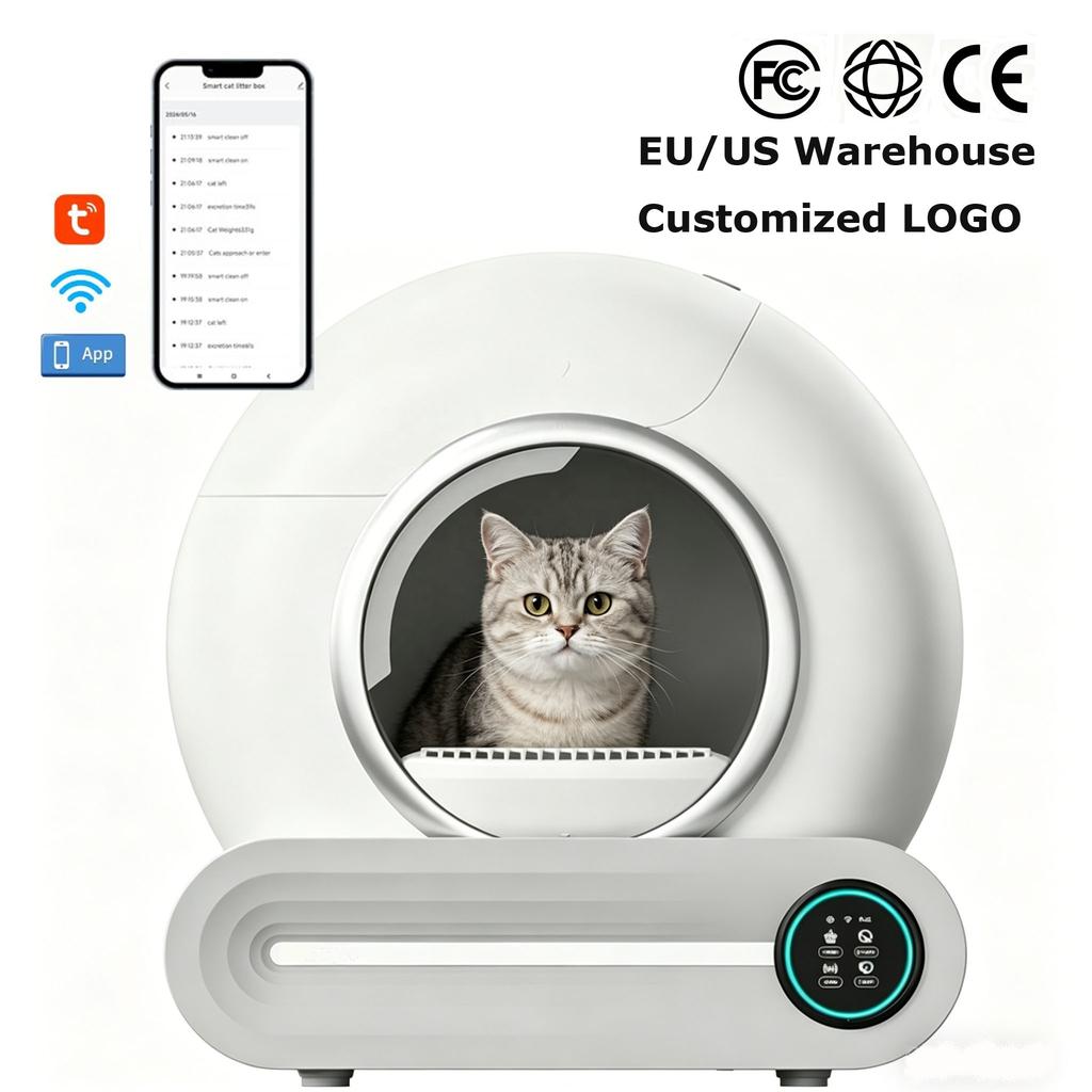 Smart Automatic Self Cleaning Cat Litter Box APP Control WiFi 65L Extra Large Enclosed Anti-Splash Odor Control Deodorizer EU Warehouse Free Shipping