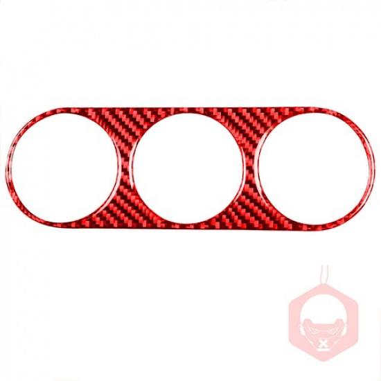 Röd kolfiberkonsol AC-strömbrytarpanel Cover Trim för Dodge Challenger 08-14-W