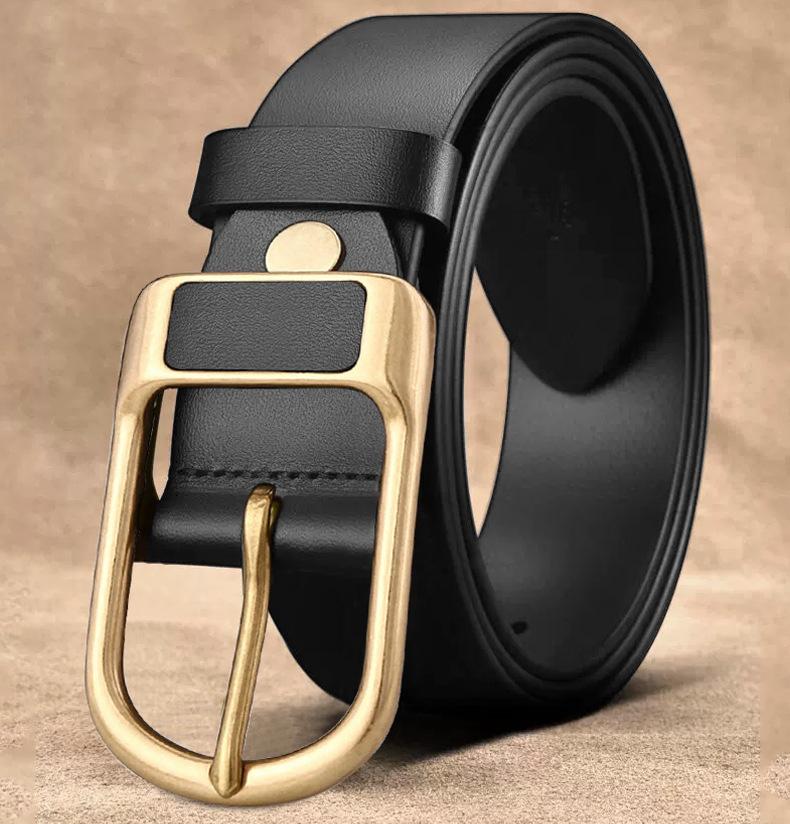 Retro Belt Men'S Leather Casual Business Simple Cowhide Belt Men'S Middle-Aged And Youth Pin Buckle Belt