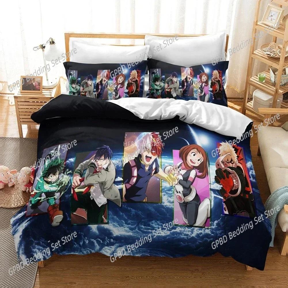 Design Popular 3D My Hero Academia Comfortable Duvet Quilt Cover Pillowcase Bedding Set Children Bedroom Decoration Home Textile