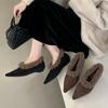 Mao Mao Shoes 2025 Autumn and Winter New Low-heeled Deep-mouth Low-top Shoes Versatile Pointed Matte Single Shoes Wool Roll Cotton Ladyshoes
