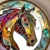 Art Pin Horse Brooch Metal Edging Stained Glass Texture Artistic