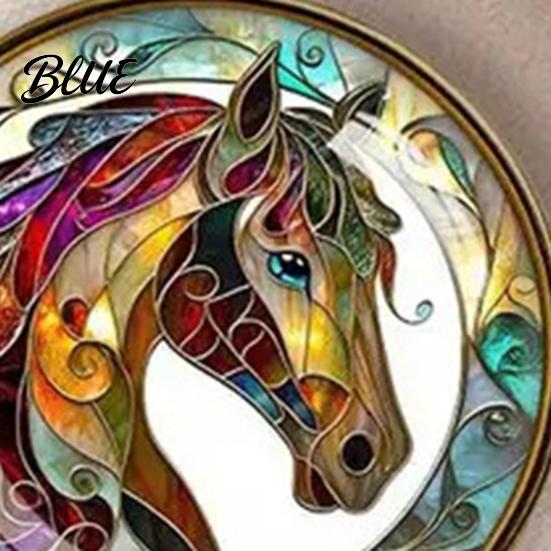 Art Pin Horse Brooch Metal Edging Stained Glass Texture Artistic
