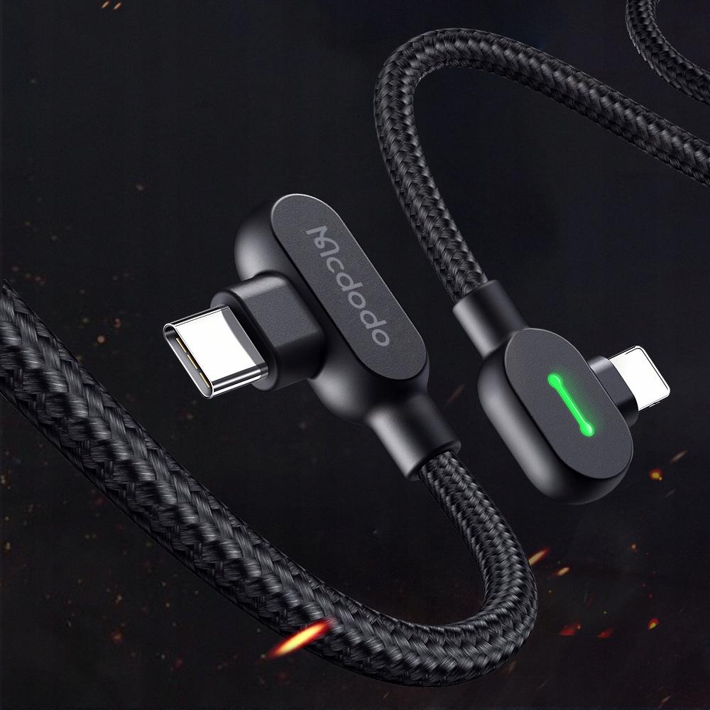 Mcdodo 90° Angle Cable Usb-C Lightning Reversible For Iphone 13 14 Led 1M