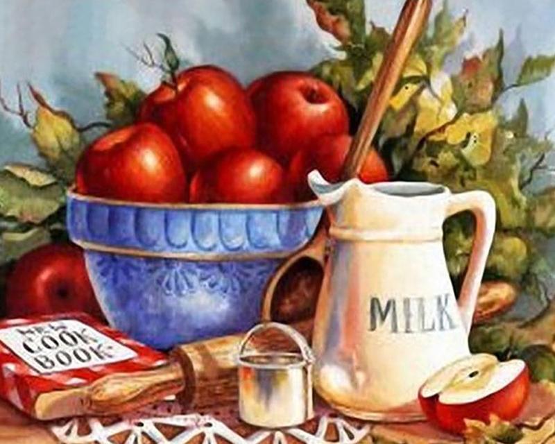 Diamond Painting Fruit Full Square Round Drill Diamond Embroidery Apple Mosaic Needlework Art Home Decoration