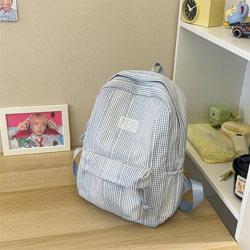 Plaid Schoolbag Women's Backpack Junior High School Students Campus Backpack