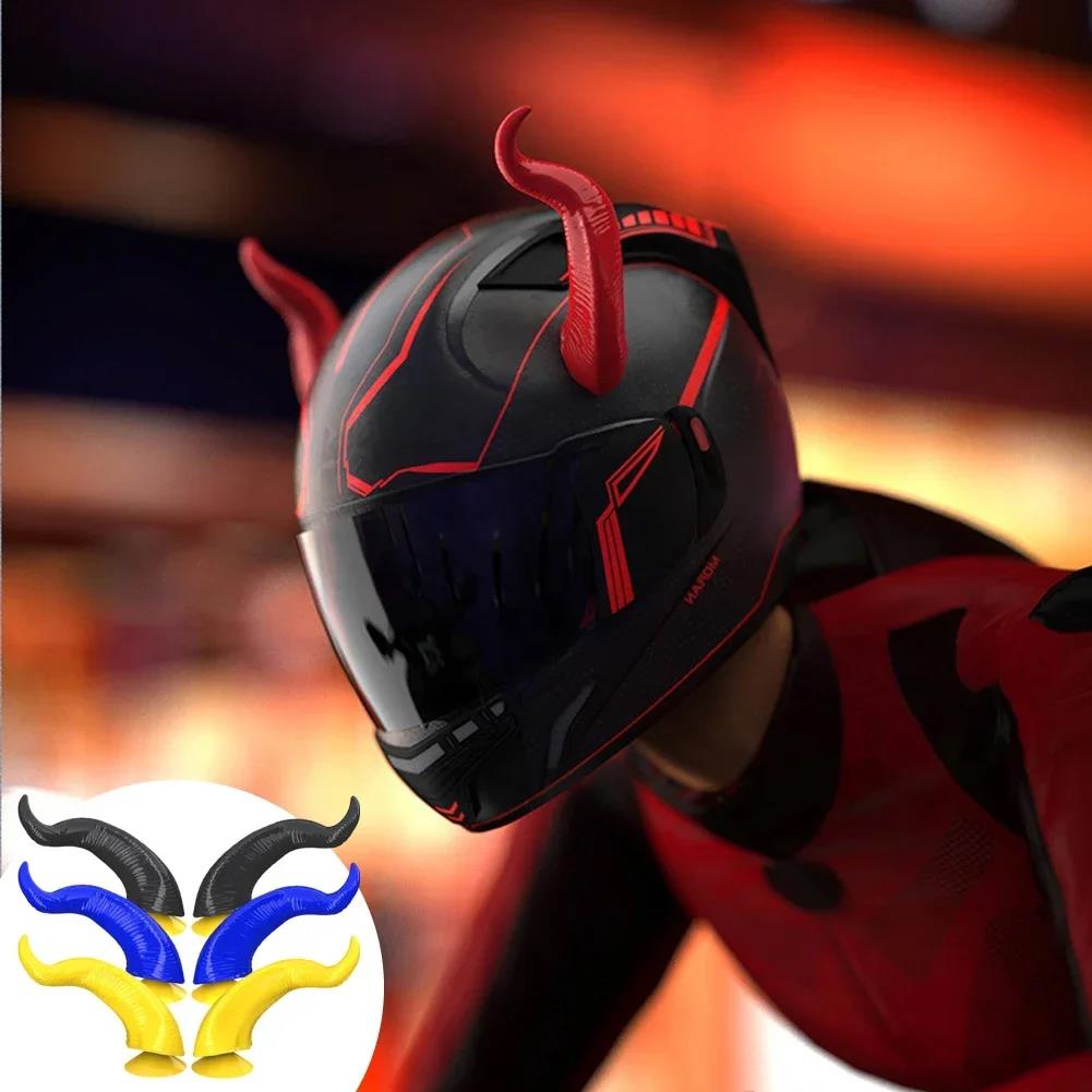 2PCS Motorcycle Helmet Devil's Horns Style Decoration Motorbike Helmet Accessories Stickers Cosplay Styling with Sucker Helmet Communication 7