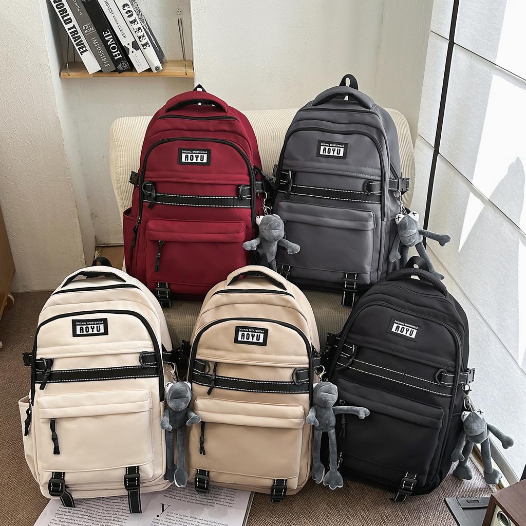 Schoolbag Japanese simple large-capacity schoolbag for male and female junior high school students High school students Durable backpack