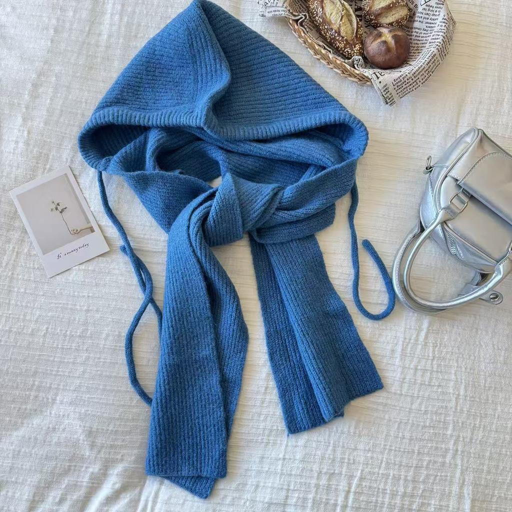 Big Brim New Knitted Hooded Scarf Shawl Integrated Autumn and Winter Unisex Thickened Warm Bag Head