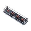 4-Port USB Charging Dock with Light Base, One-to-Four Transparent Design