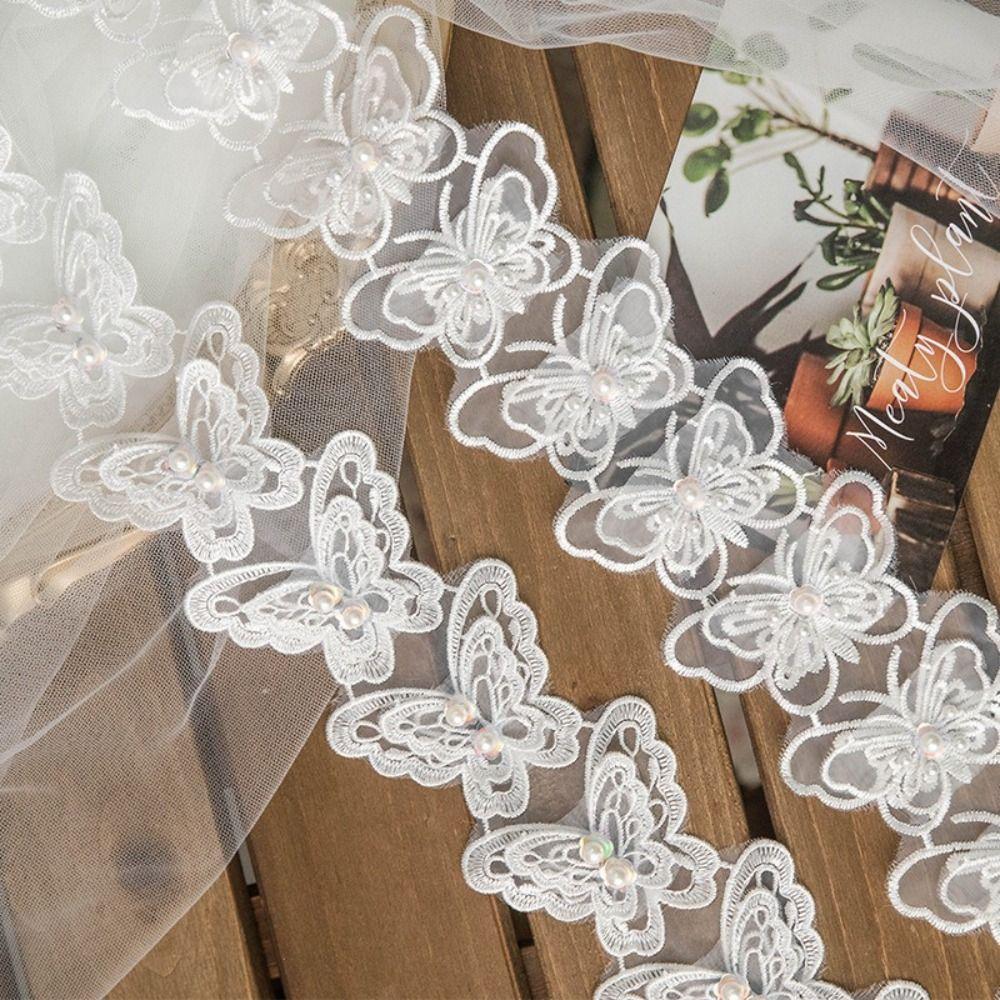 Embroidery Butterfly 3D Butterfly Lace Trim Diy White Lace Trim Fabric Flower Decor Ribbon