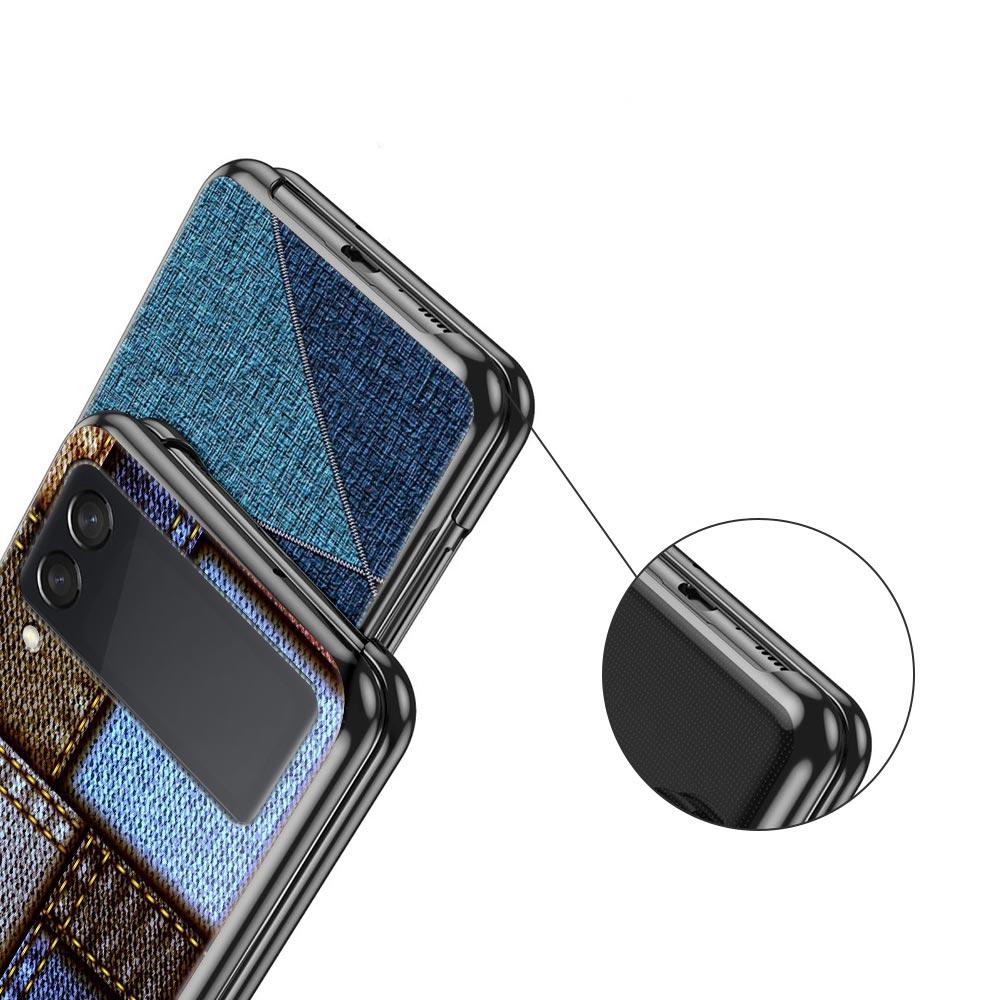 Leather Cloth Pattern Hard PC Phone Case For Samsung Galaxy Z Flip 7 6 5 4 Black Cover For Galaxy Z Flip 3 Foldable Fundas Shell