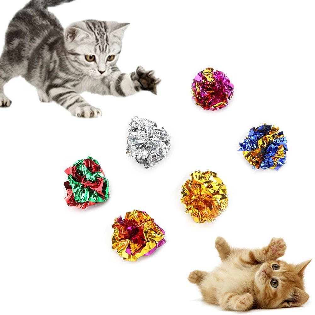 24/12Pack Colorful Crinkle Balls Sound Tin Paper Toy for Cat Durability Vocalization Dolls Playing Interactive Bite Squeak Toys