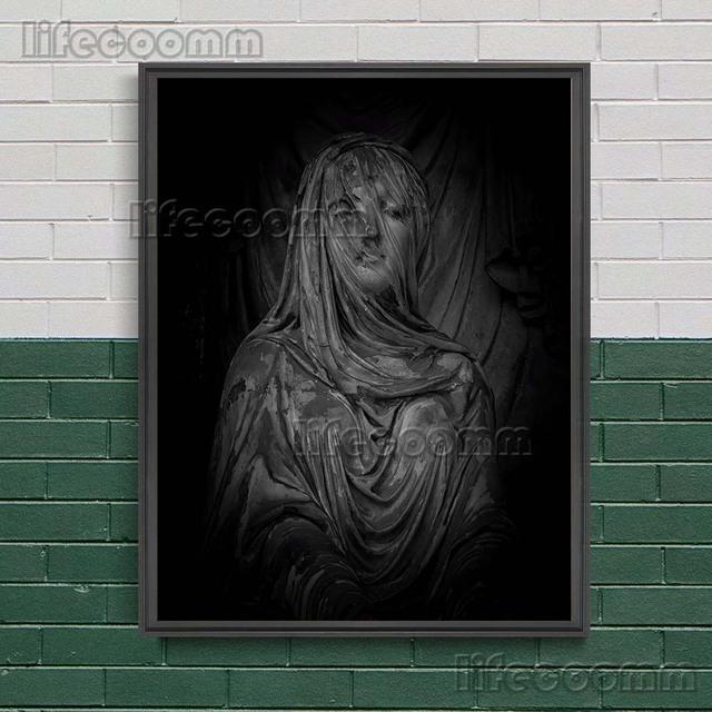 The Statue Of The Holy Angel And The Virgin Guarding The Cemetery Wall Art Canvas Painting Sacred Sculpture Art Poster And Print No Frame