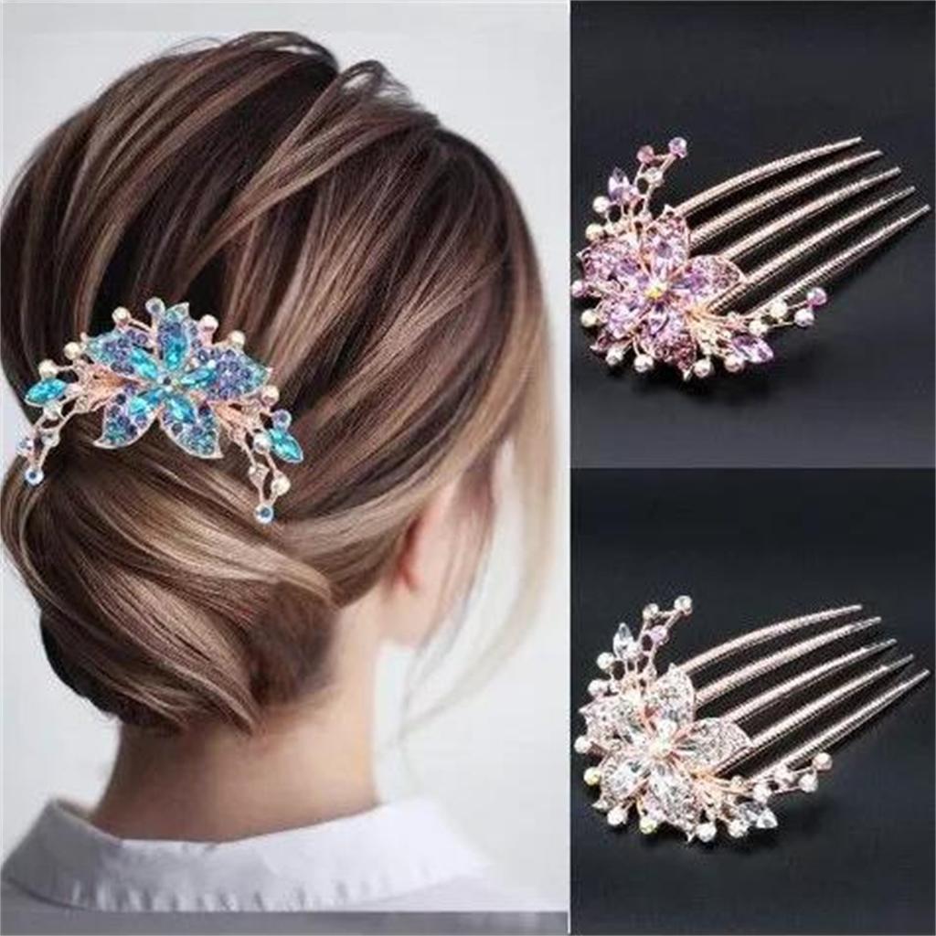 Alloy Diamond-studded Hair Comb Five-tooth Comb Hair Clip Ponytail Hair Fork