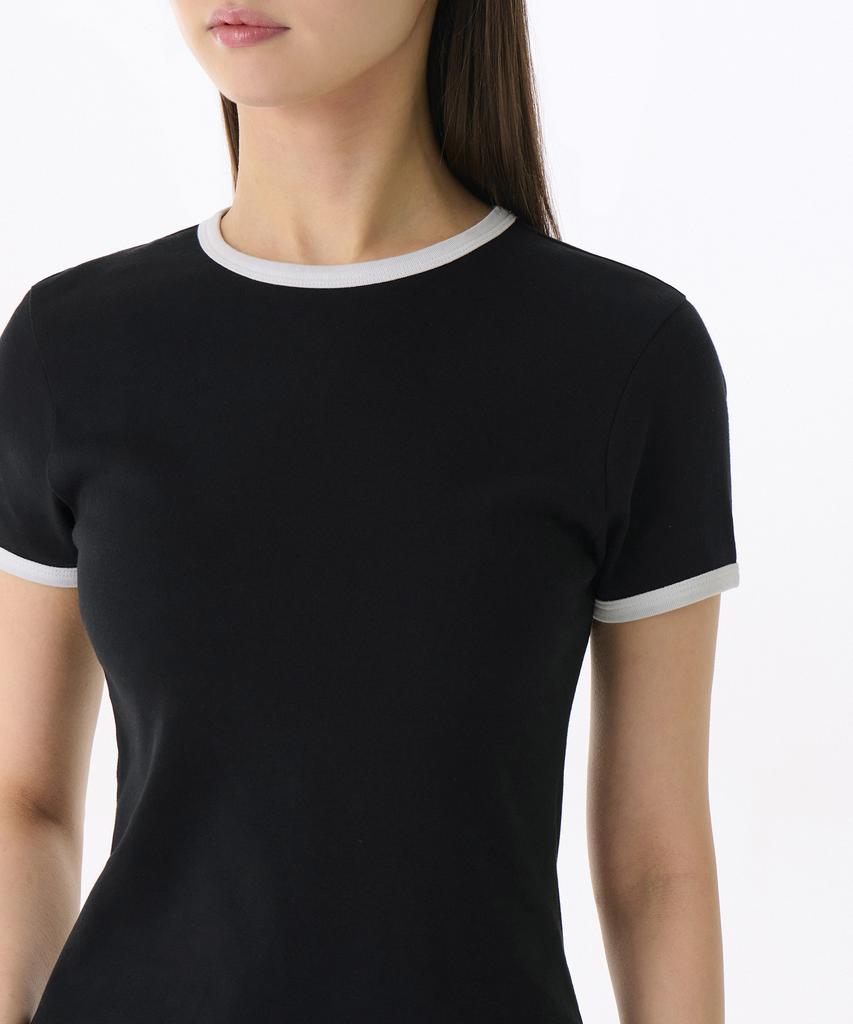 MUSINSA STANDARD WOMAN Women'S Slim Ringer Jersey Mini Dress [Black/White]