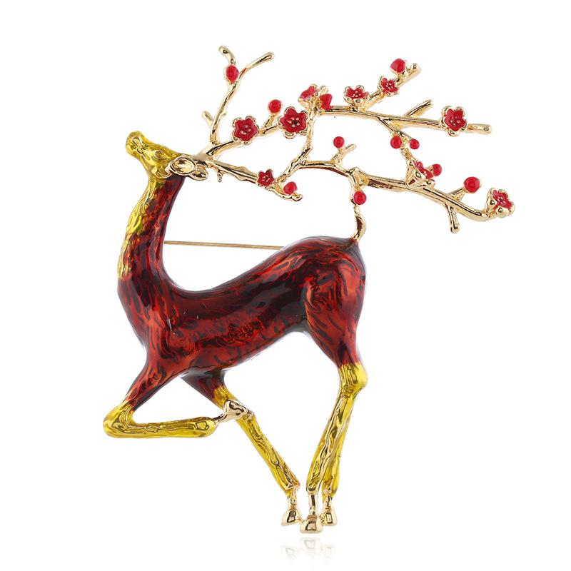 National Style Sika Deer Brooch Female Animal Creative Exaggerated Personality Pin Brooch Temperament Suit Coat Accessories