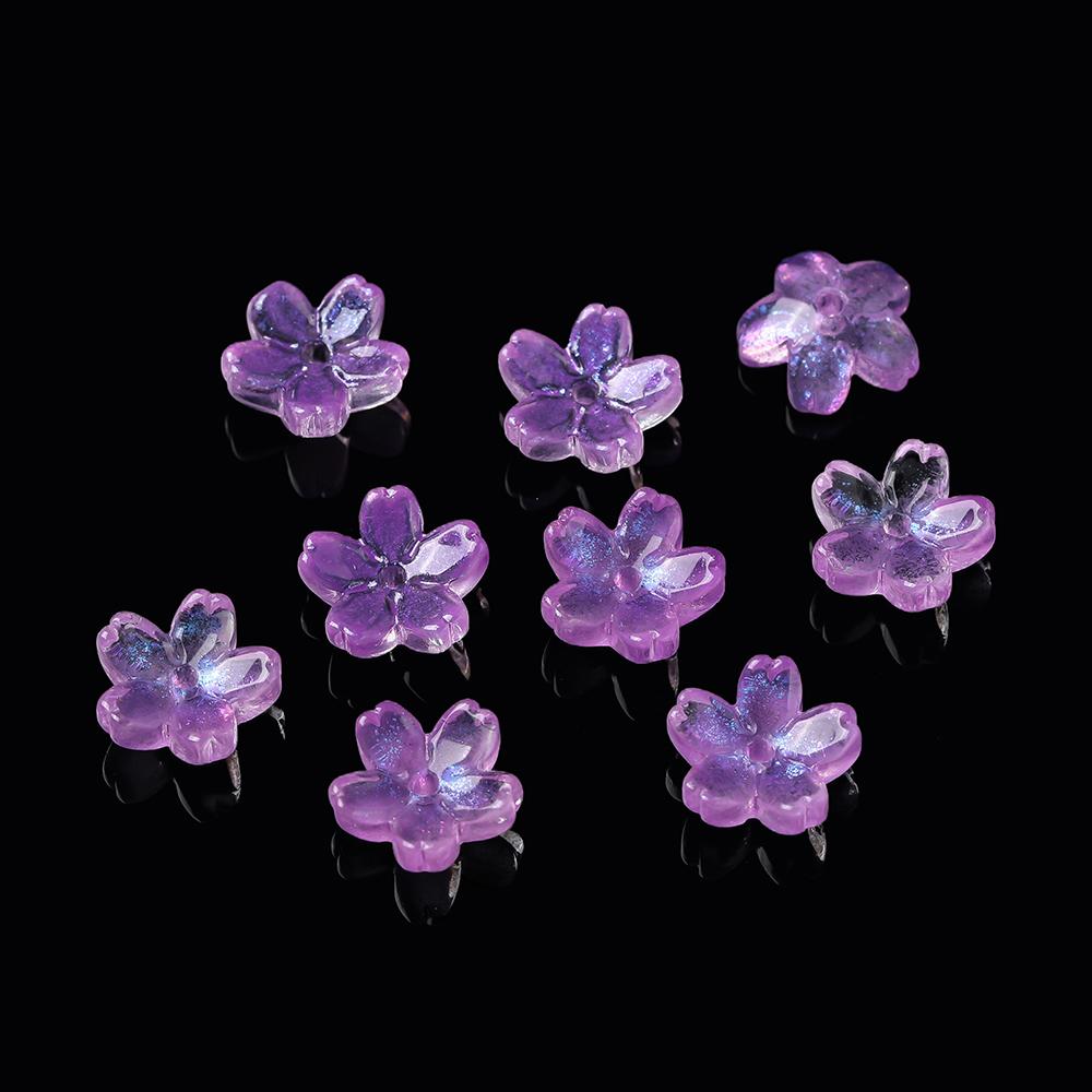 20 Stück/Los Bunte Sakura-Blüten-Lampwork-Perlenkappen Glas-Abstandshalterperlen für Schmuckherstellung DIY Haarnadelzubehör