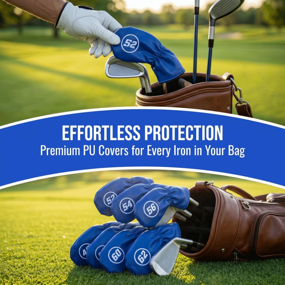 8pcs PU Material Golf Club Covers Lightweight Design Head Cover Set Protective Case  Iron Wedges