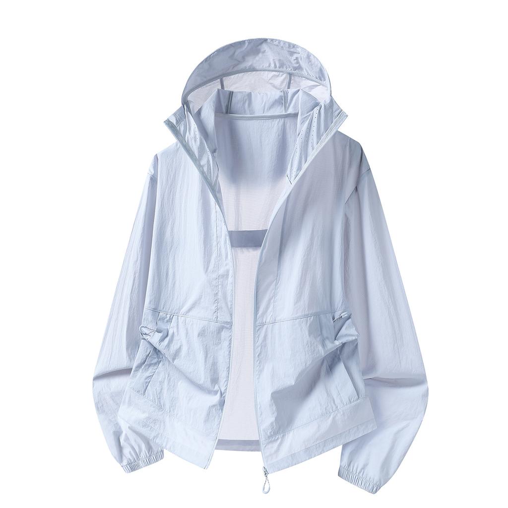 Outdoor lightweight sports hooded charging sunscreen clothing jacket women's light and breathable anti-splashing sunscreen clothing