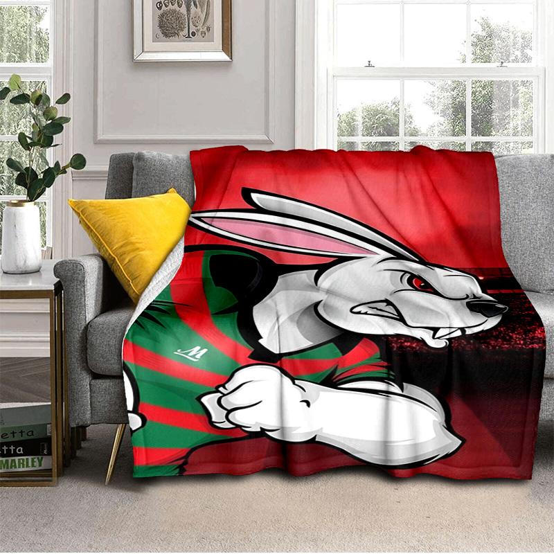 Coperta con Design del Logo dei Rabbit NRL Adatta per Divani, Letti, Uffici e Campeggio - Regalo Perfetto per Halloween Natale