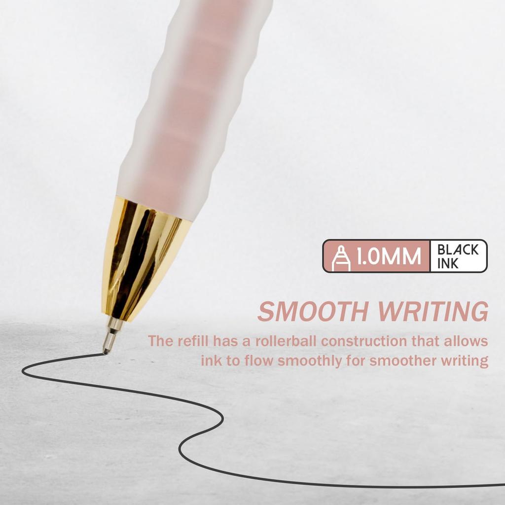 MiSiBao Black Ballpoint Pens 1.0mm Pens Retractable Ball Point Pens Smooth Writing (Metal Pen Clip, 12-pack)