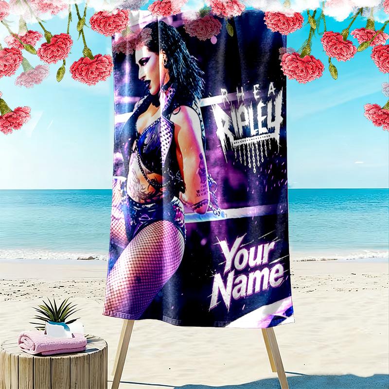Name Custom Rhea Ripley Print Beach Towel, Large Soft Quick Dry Towel for Beach Camping Swimming