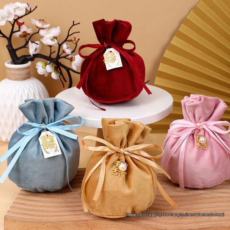 Velvet Wedding Candy Gift Bag for Sunflower Seeds, Peanuts, and Candy