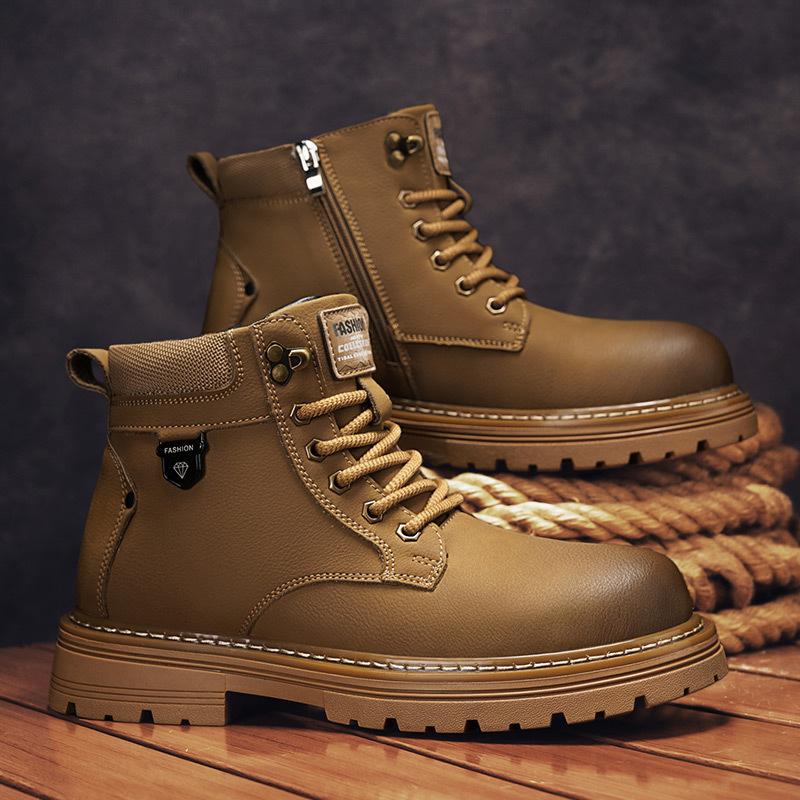 Mens Soft Elastic Winter Warm Winter Cold Padded Snow Boots Thick-soled Non-slip Wear-resistant Outdoor Leisure Sports Running Martin Cotton Boots