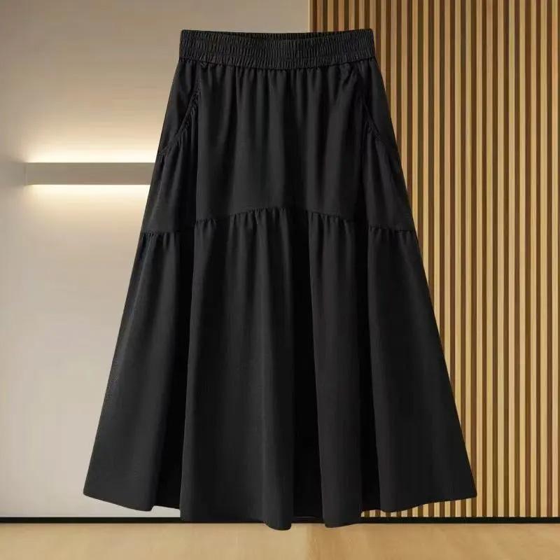 Rock Damen Sommer Lässig Vielseitig Elastisch Hohe Taille Locker Bustierrock Übergröße Dehnbar Schlank Einfarbig Kleider