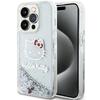 Husă pentru iPhone 13 Hello Kitty cu paiete lichide și pandantive Argintie