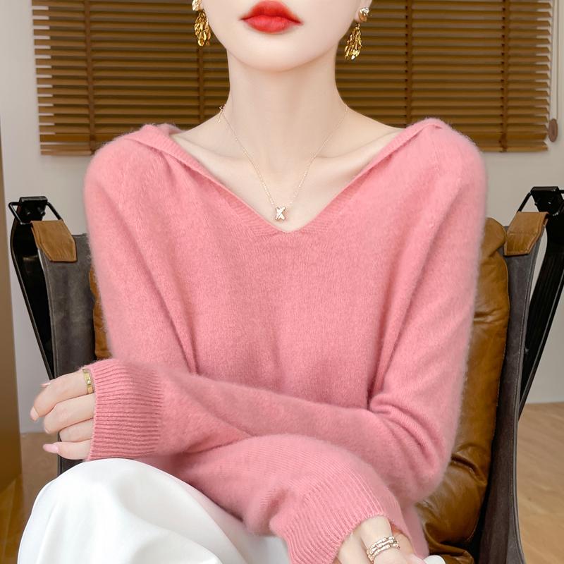 Women's Cashmere Sweater Qinghe Cashmere 30% Cashmere 70% Wool Autumn and Winter Pullover Warm and Fashionable