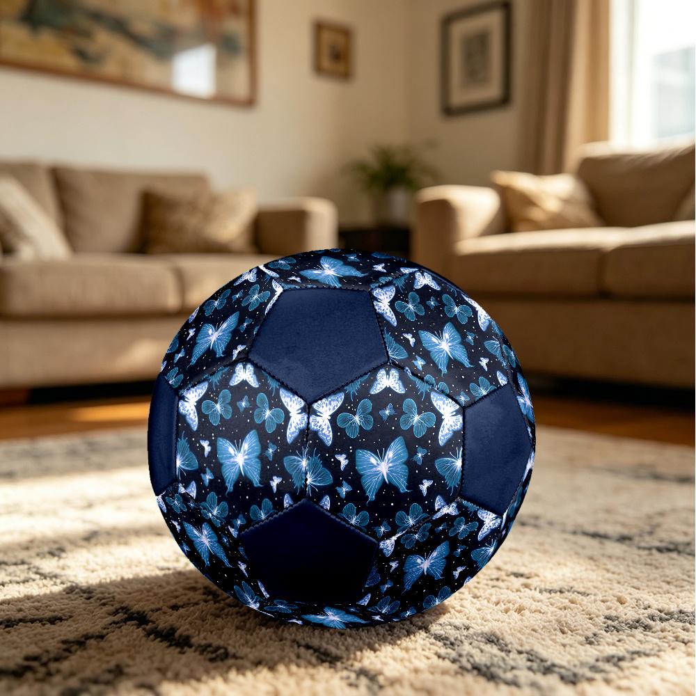 1PC Blue Butterfly Soccer Ball Size 5 Football Machine Sewn Indoor/Outdoor Universal Football Gift W72