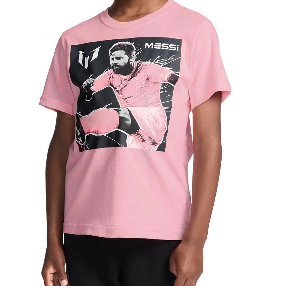 

Messi Boy s Pink Soccer Kicking T-Shirt. Boy s US Sizes 4 - 16. New in Polybag! 100