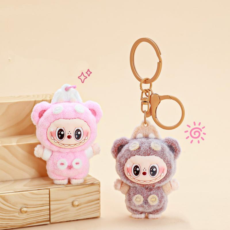 Cartoon Niedlicher Labubu Schlüsselanhänger Beflockung Kawaii Puppe Autoschlüssel Tasche Anhänger Schlüsselring Souvenir Schmuck Geschenke Für Frauen Männer
