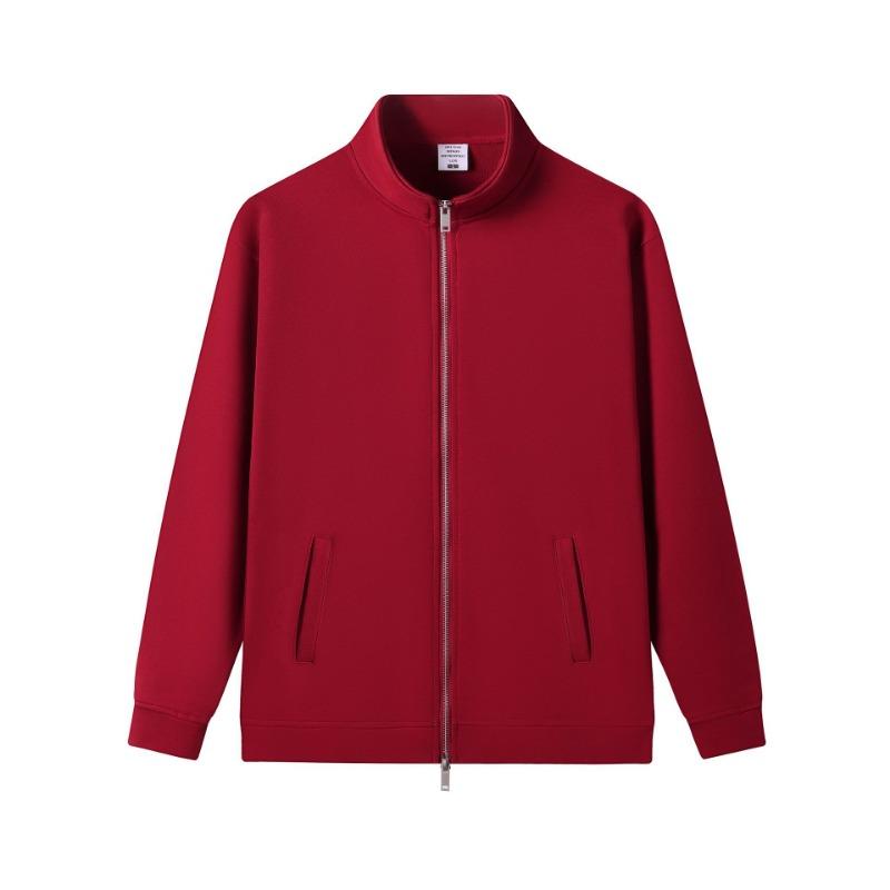 

Autumn and winter new big hair ring solid color basic stand-up neck zipper jacket simple men s and women s sweater 3XL бордовый