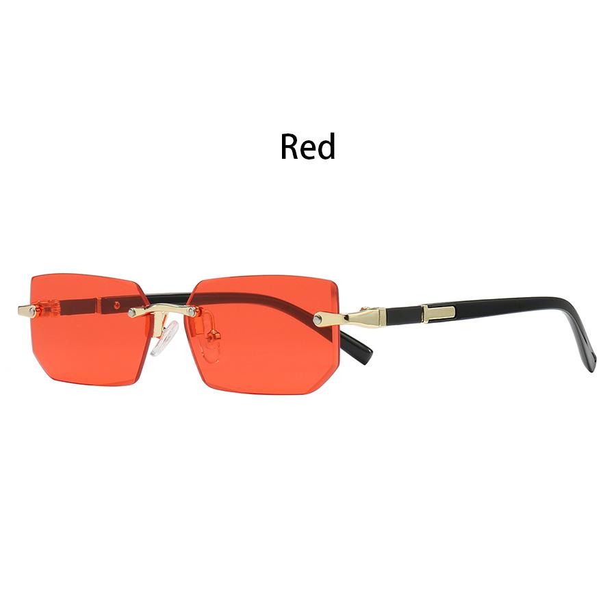 

Luxury Unisex Luxury Rimless Business Fashion Sunglasses Rectangle Gradient Lens Women Men Metal Frame Protective Colored Lenses красный