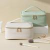 Travel Cosmetic Case Large Capacity Makeup Bag with Removable Divider Waterproof Toiletry Bag with Top Handle Cosmetic Organizer for Vacation Home