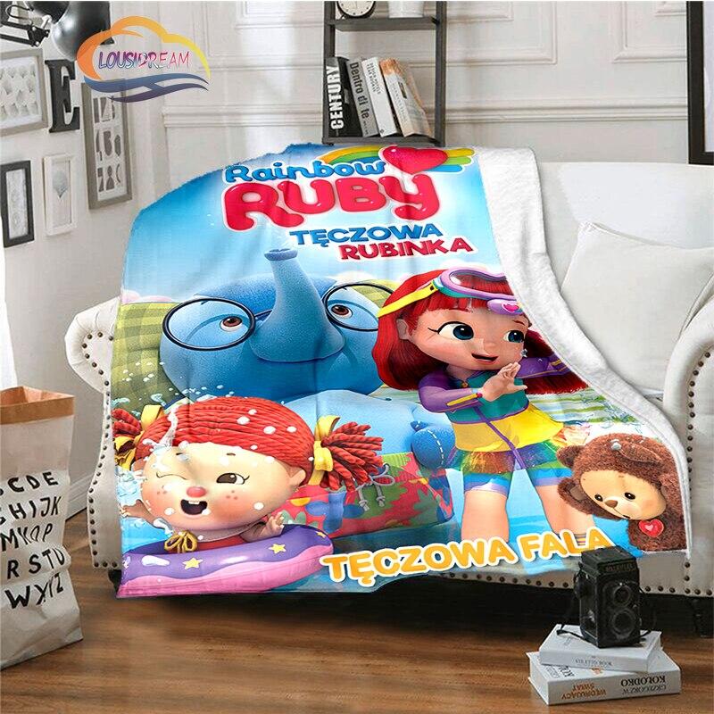 3D-tekenfilmserie Rainbow Ruby Kinderdeken Lulu en beer schattige deken Intelligentie en avontuur deken Animatie deken
