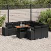 VidaXL Garden Lounge Set 9 Pcs with Cushions Black Wicker 3327352