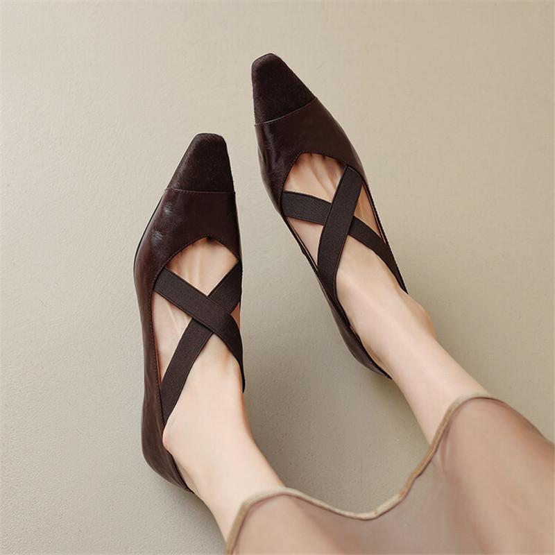 Fashion New Spring Summer Genuine Leather Women Shoes Square Toe Shallow Women Pumps Mary Jane Shoes for Women Horsehair Ladies Shoes