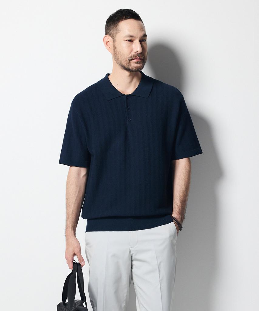 STCO Wavy Collar Knit Navy (Semi-Oversized Fit)_Sktwb55Nsn