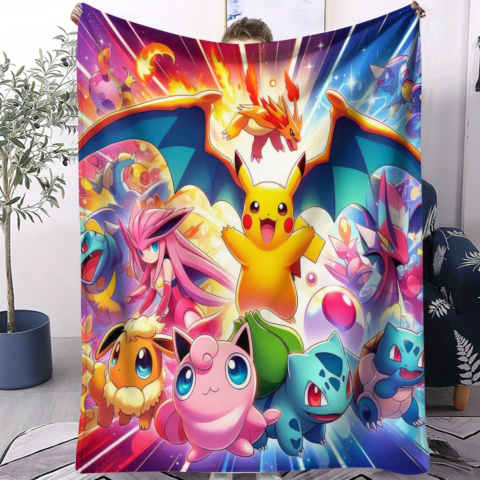 

Durable Eevee Pokemon Printed Small Cover Air Conditioning Blanket Suitable For Beds Sofas Cars Offices Nap Fan Gift All Seasons 70x100cm