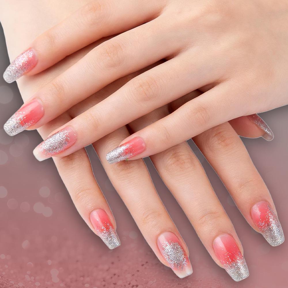 24-Piece Medium French Ballet Blush Nails - Elegant Daily Glossy Wearable Art