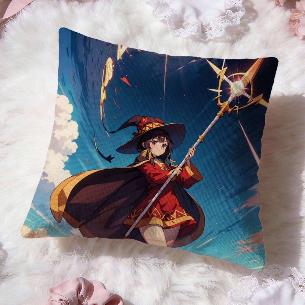 Cute M-Megumin Cushion Cover Premium Comfort Reversible Pillow Cove -Two in One Design for Any Room & Car Interior