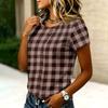 Women's Fashion Neck Striped Print Casual T-Shirt Top