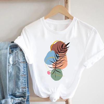 (Asian Size) Women Print Abstract Trend Cute Style 90s Lady Short Sleeve Tee Top Clothing Casual Fashion Tshirt Female Graphic T-shirt