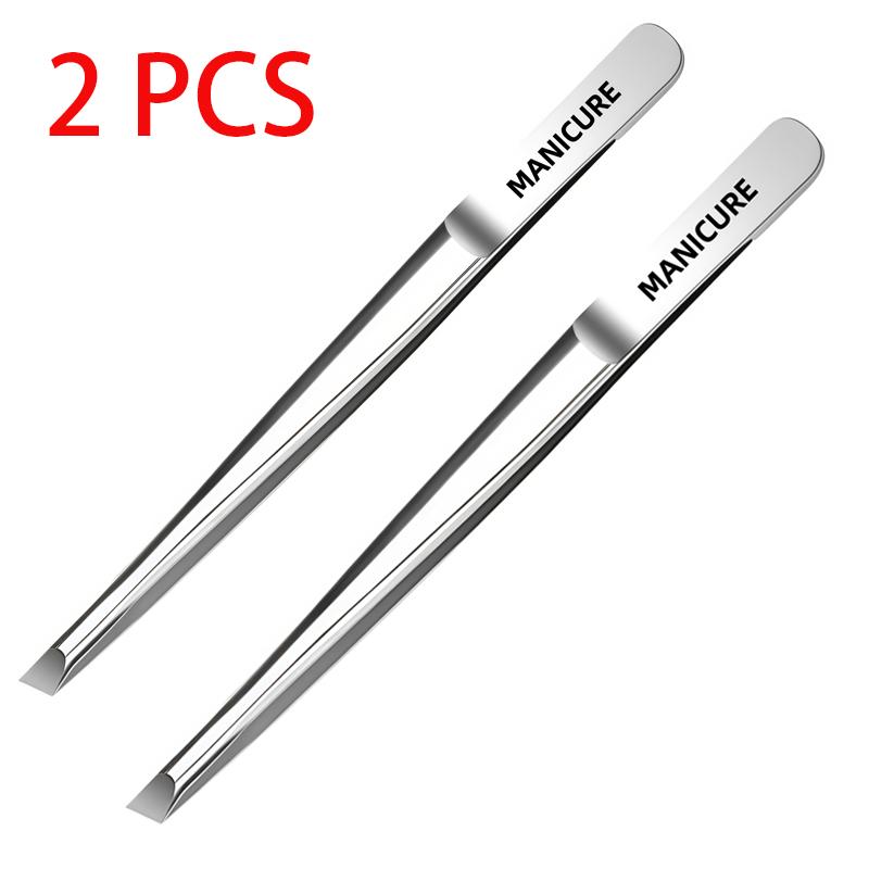 2pcs Stainless Steel Adjustable Single-Eye Eyebrow & Eyelash Tweezers Hygienic False Eyebrow Applicator/Remover Beard Trimmer