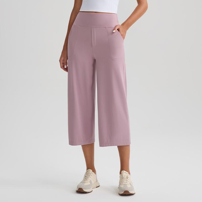 

Women s Cross-Border Yoga Capri Pants: Bare-Feel Comfort, Loose Wide-Leg, High-Waisted Slimming Casual Sports Capris Size 8